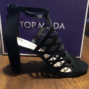 Beautiful black cutout peep toe heels